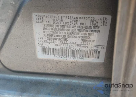 2018 Nissan Sentra S from USA, damaged, VIN 3N1AB7AP5JY285582
